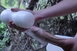 Huge Uncut Cock Fucks Fleshlight Outdoor | Hot Orgasms