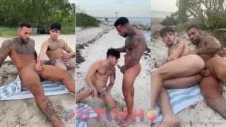 Imanol Brown & Joseph Castlian – Bareback Creampie on the Beach