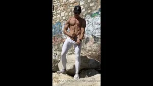 Quickly Jerking off and Cumming Over My Abs in Public  – Sebastiancoxxx