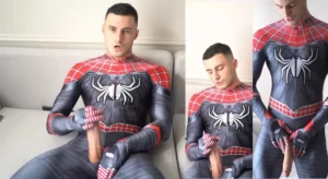 Jerking off while wearing my Spider Man costume Max Barz max_barz