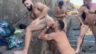 Brazilian Orgy on the nude beach with Rico Marlon