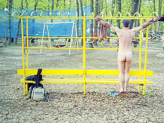 Self Crucified Suspended Naked In Public Park