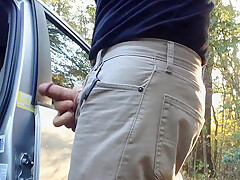 Jerking Off Outside By My Car. I Needed To Stretch My Cock
