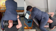Do You Want That Promotion Boy? You Better Be Quiet And Be A Good Fart Sniffer For The Boss! Stay Still Seat!