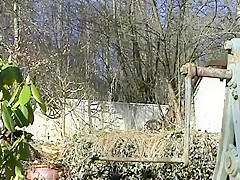soc in the garden – obese bulky jerking outdoors