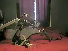 Thick BiBoy gets drilled on homade fuck machine
